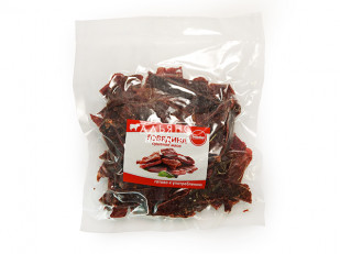 Мучные полоски ЗЕЛЁНЫЕ со вкусом барбекю 76 гр: Говядина вяленая (строганина)